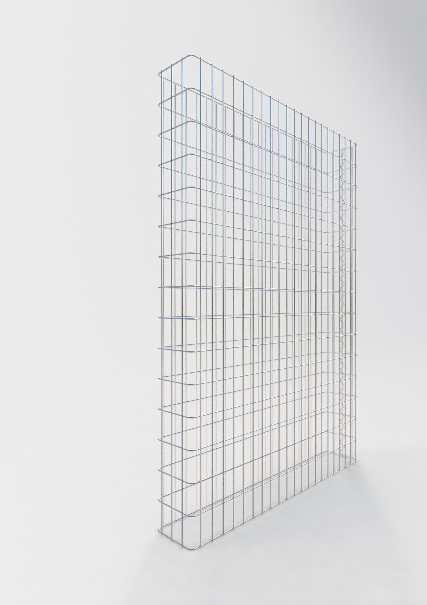 Comprimento da cerca de gabião 107 cm, altura 160 cm, profundidade 17 cm, tamanho da malha 5 x 10 cm