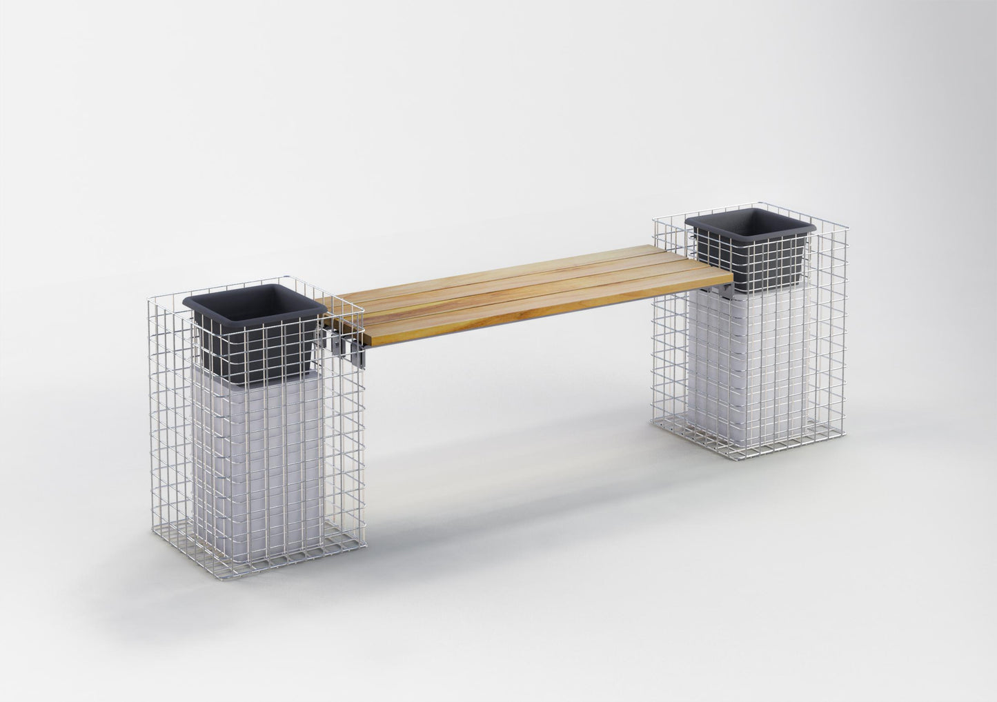 Banco de jardim com 2 colunas de flores, TEAK MW 5 x 5 cm, galvanizado a quente