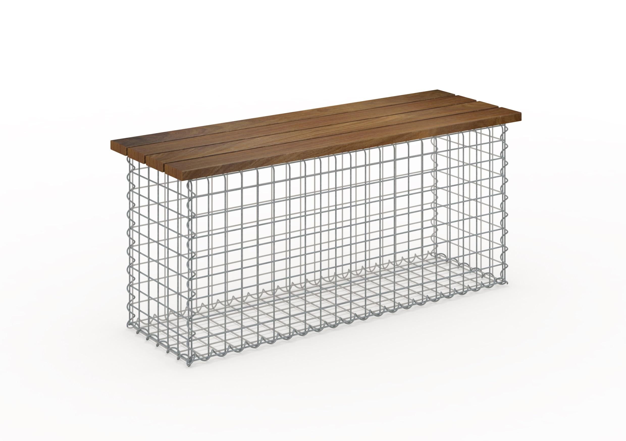 Trädgårdsbänk spiral gabion 105 x 50 x 30 cm -3 TEAK MW 5 x 5 cm