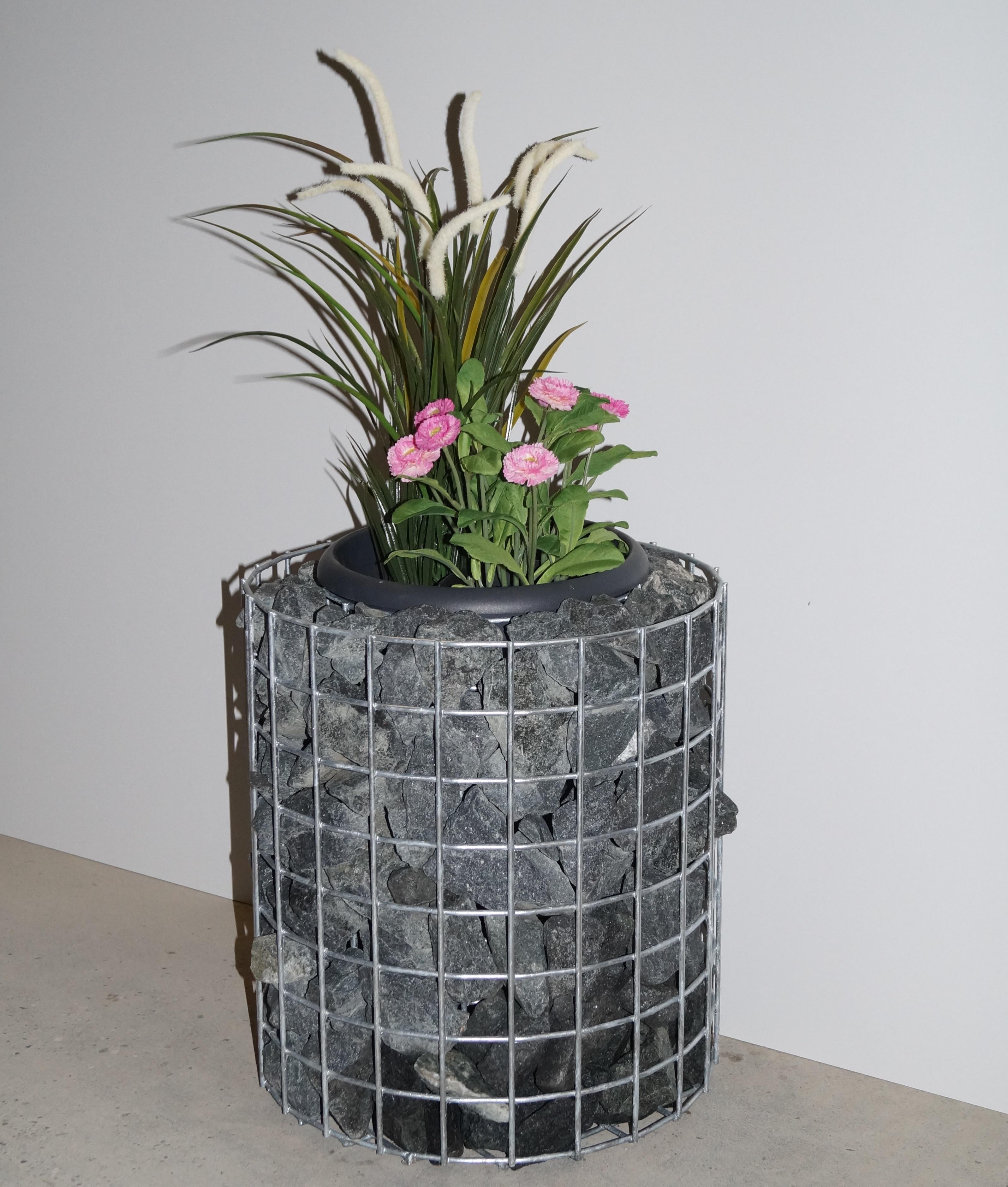 Flower column height 42 cm round, diameter 37 cm, MW 5 x 5 cm, hot-dip galvanized including pot