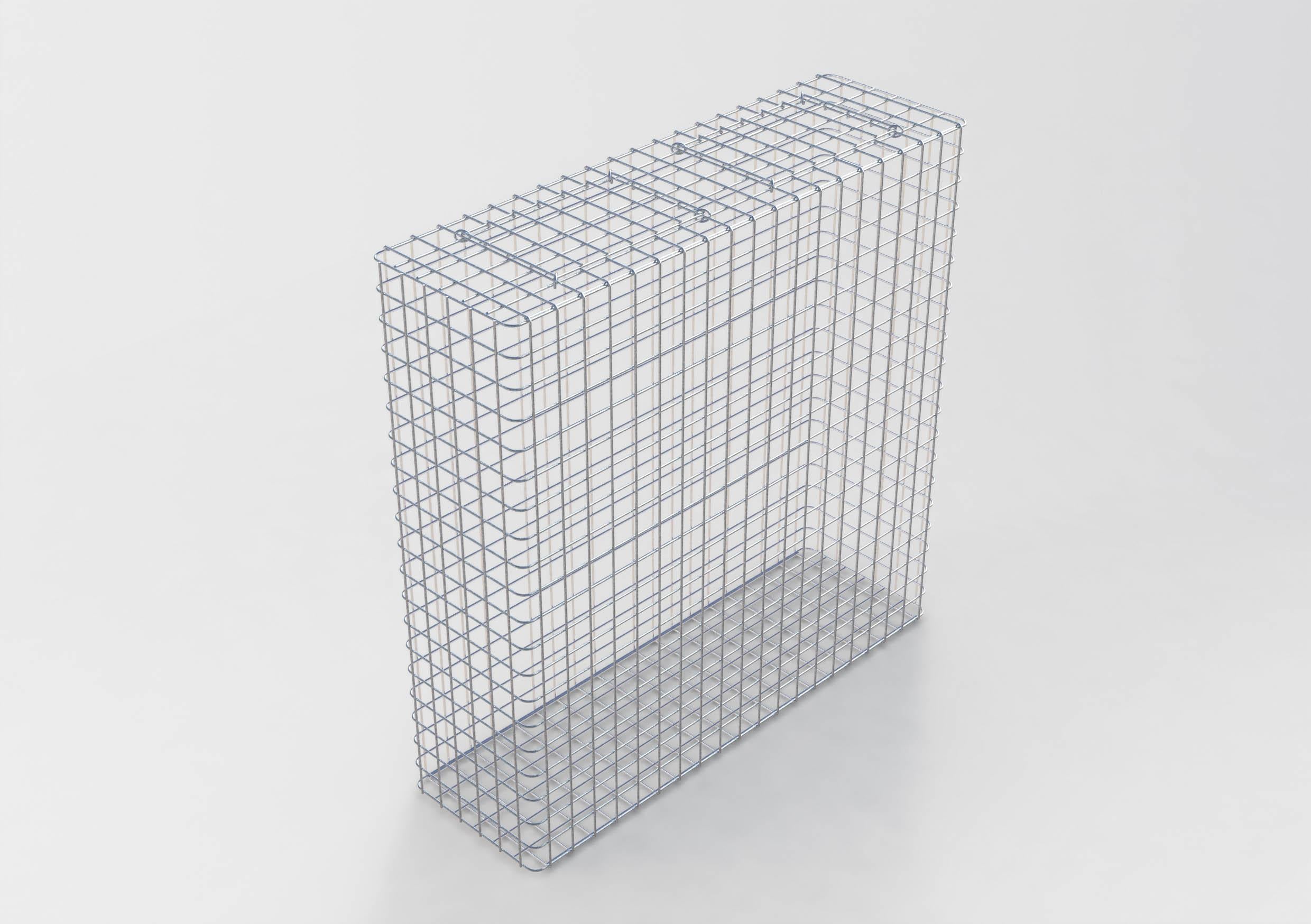 Gabião galvanizado a quente 102 cm x 102 cm x 32 cm, malhagem 5 cm x 5 cm, totalmente soldado