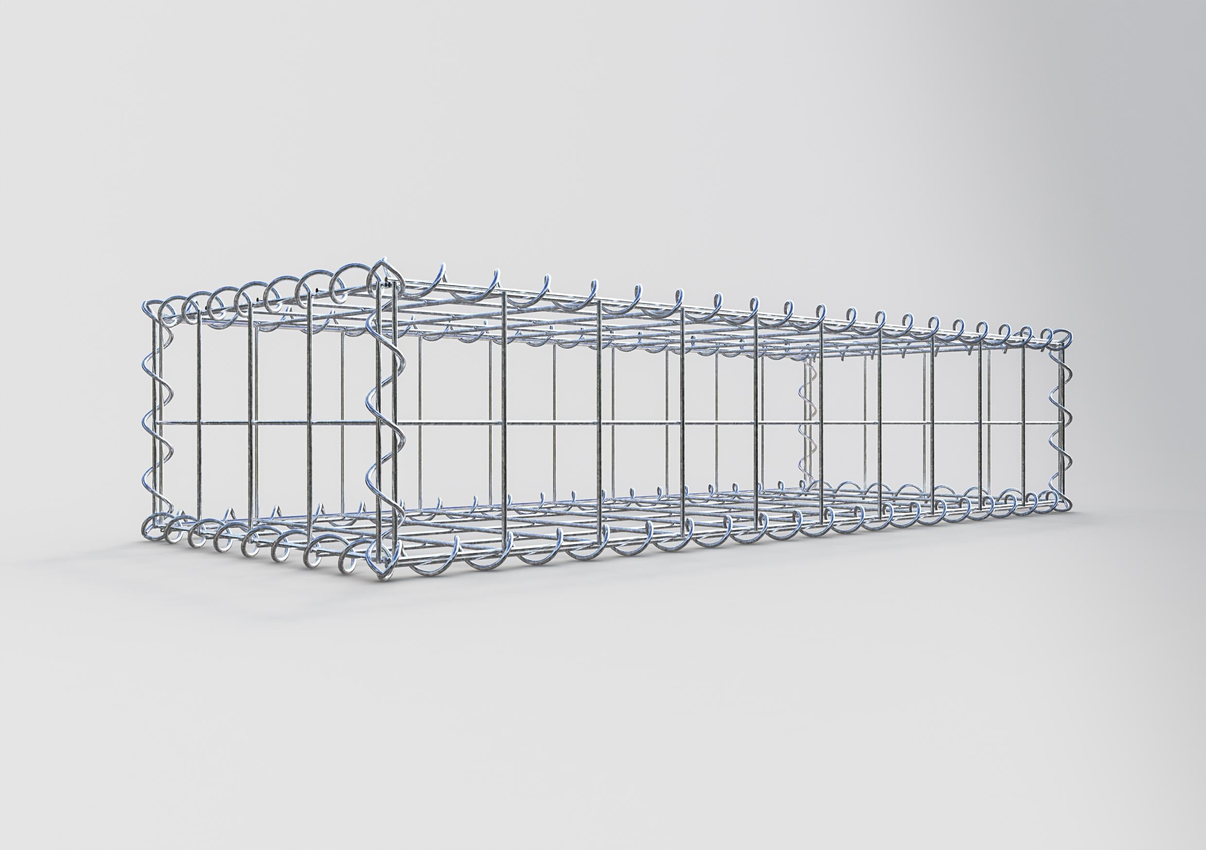 Schanskorf 100 cm x 20 cm x 40 cm (L x H x D), maaswijdte 10 cm x 10 cm, spiraalvormig