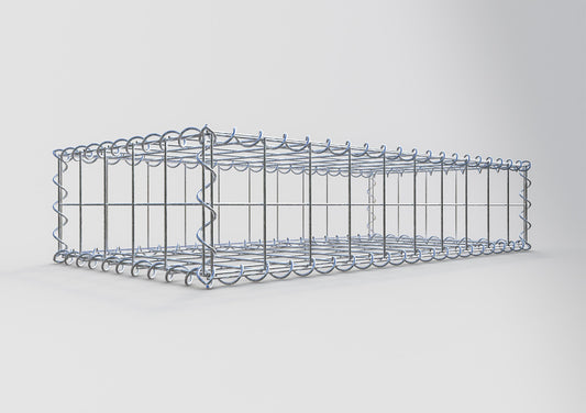Schanskorf 100 cm x 20 cm x 50 cm (L x H x D), maaswijdte 10 cm x 10 cm, spiraalvormig