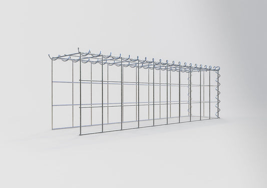 Add-on schanskorf type 4 100 cm x 30 cm x 20 cm (L x H x D), maaswijdte 10 cm x 10 cm, spiraalvormig