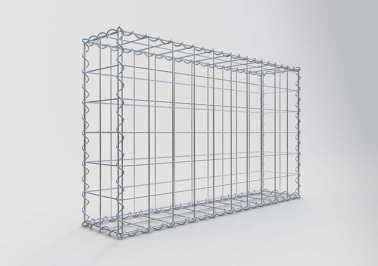 Gabion 100 cm x 60 cm x 20 cm (L x H x D), maskestørrelse 10 cm x 10 cm, spiral