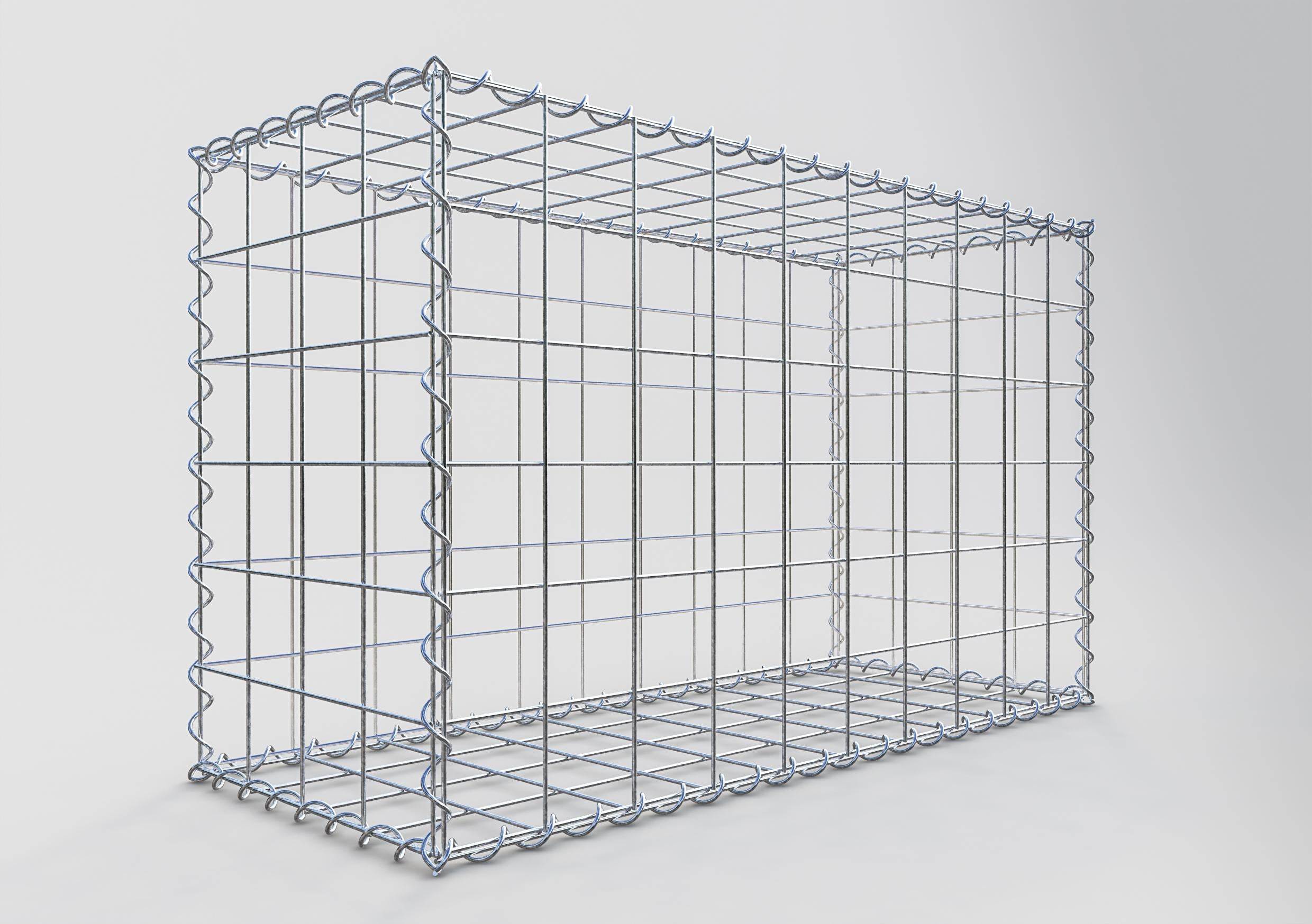 Schanskorf 100 cm x 60 cm x 40 cm (L x H x D), maaswijdte 10 cm x 10 cm, spiraalvormig