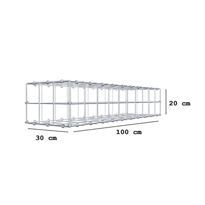 Gabion 100 cm x 20 cm x 30 cm (L x H x D), mesh size 10 x 10 cm, spiral ring