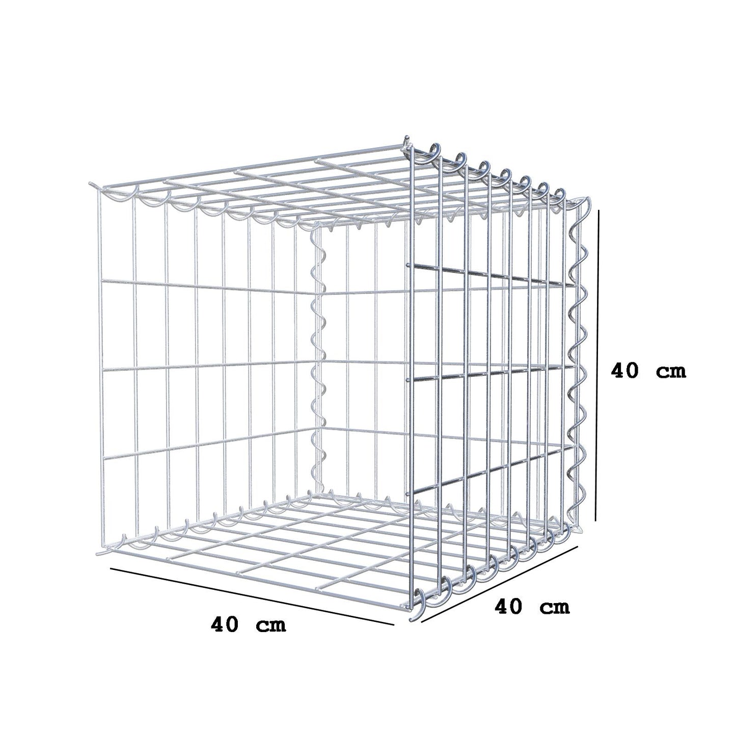 Grown-on gabion type 2 40 cm x 40 cm x 40 cm (L x H x D), mesh size 5 cm x 10 cm, spiral