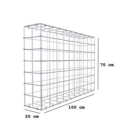 Gabione 100 cm x 70 cm x 20 cm (L x H x T), Maschenweite 10 x 10 cm, Spiralring