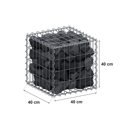Gabion 40 cm x 40 cm x 40 cm (L x H x D), maskestørrelse 5 cm x 10 cm, spiral