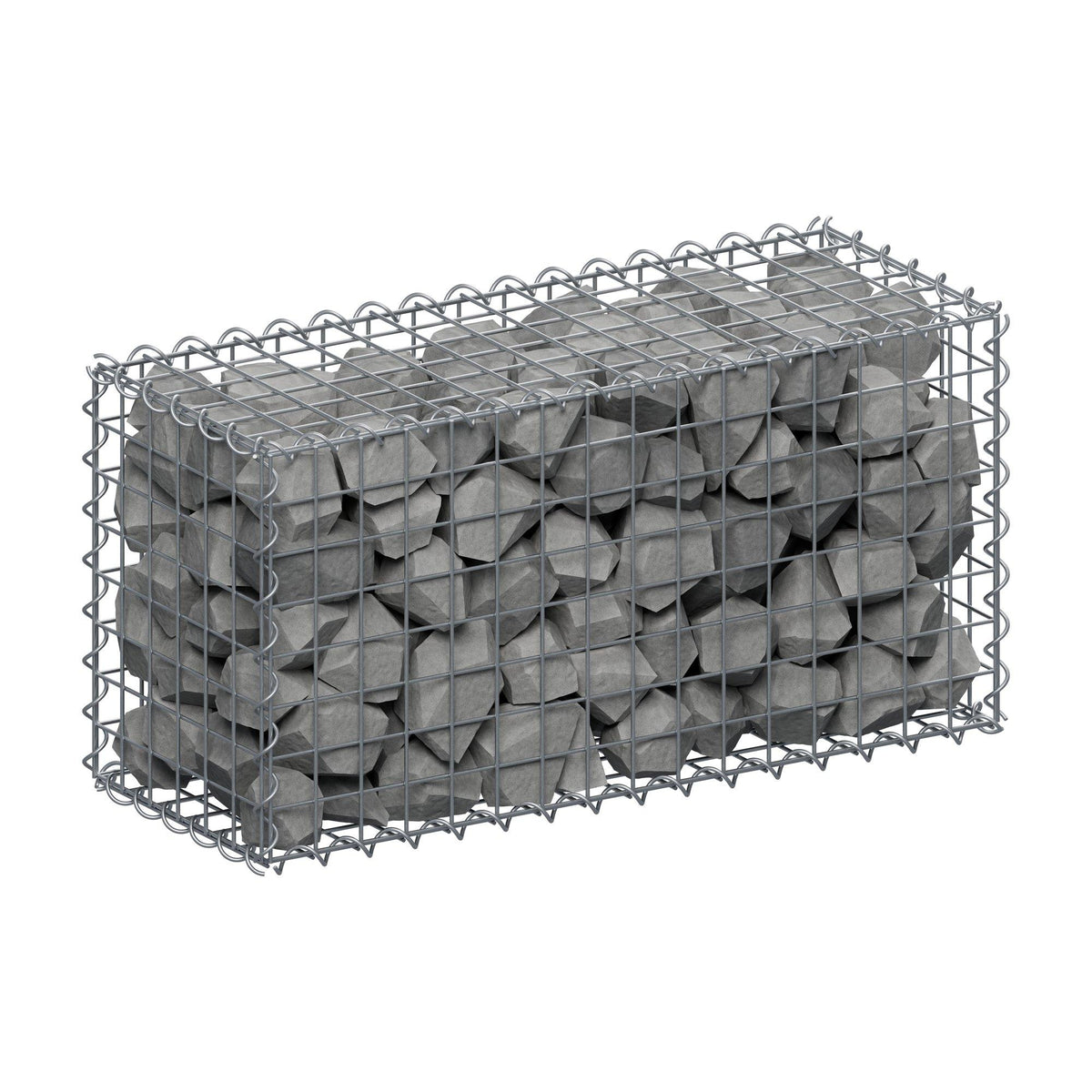 Gabião 80 cm x 40 cm x 30 cm (C x A x P), malhagem 5 cm x 5 cm, espiral