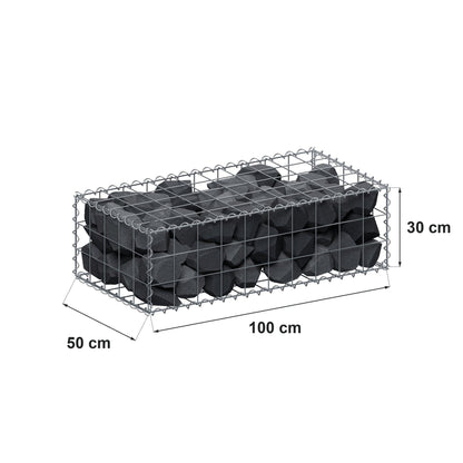 Gabião 100 cm x 30 cm x 50 cm (C x A x P), malhagem 10 cm x 10 cm, espiral