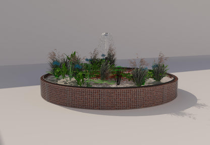 Gabion-dam, rund, ydre diameter 442 cm, højde 50 cm, maskestørrelse 5 x 5 cm, vægtykkelse 15 cm