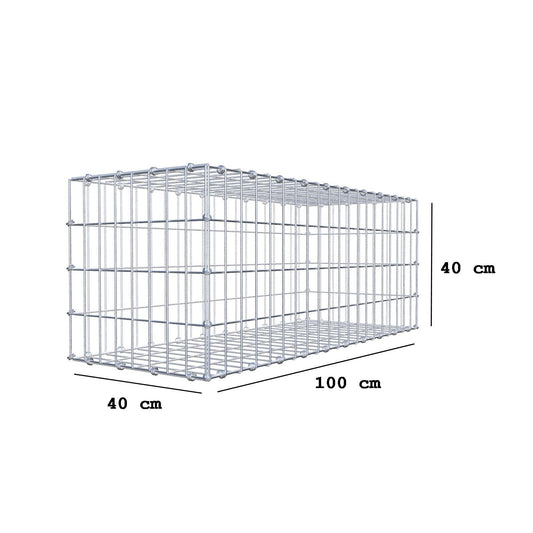 Gabione 100 cm x 40 cm x 40 cm (L x H x T), Maschenweite 5 x 10 cm, Spiralring