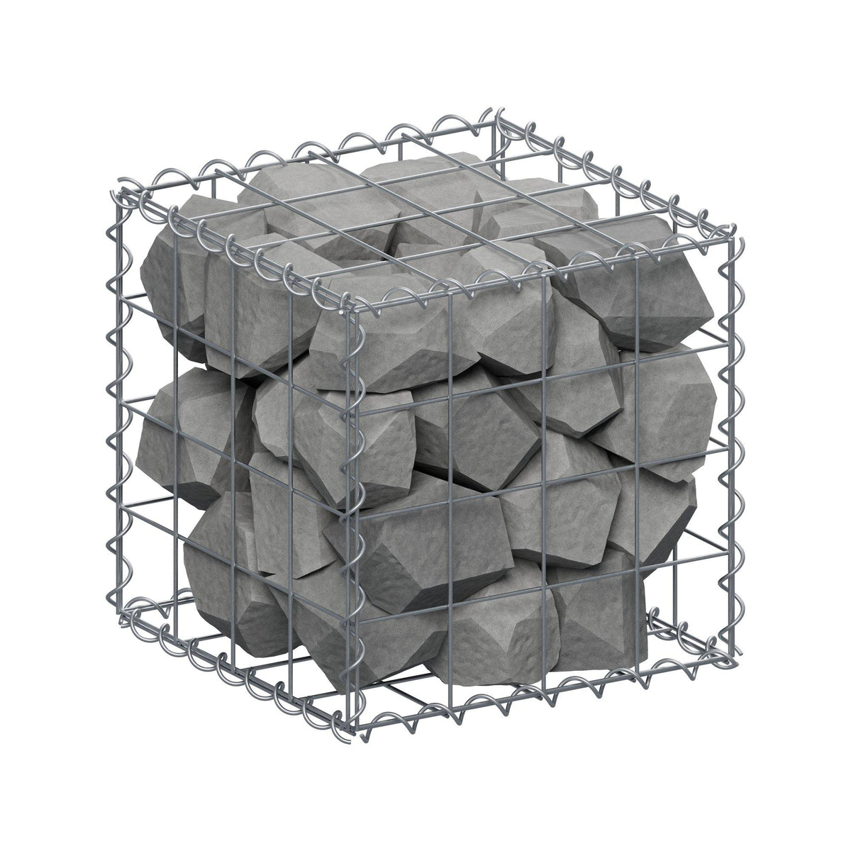 Gabião 40 cm x 40 cm x 40 cm (C x A x P), malhagem 10 cm x 10 cm, espiral
