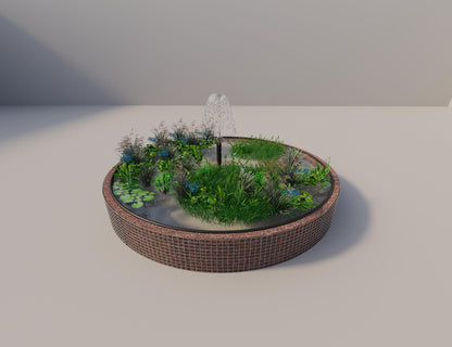 Gabion-hævedam rund, ydre diameter 412 cm, højde 50 cm, maskestørrelse 5 x 5 cm, vægtykkelse 15 cm