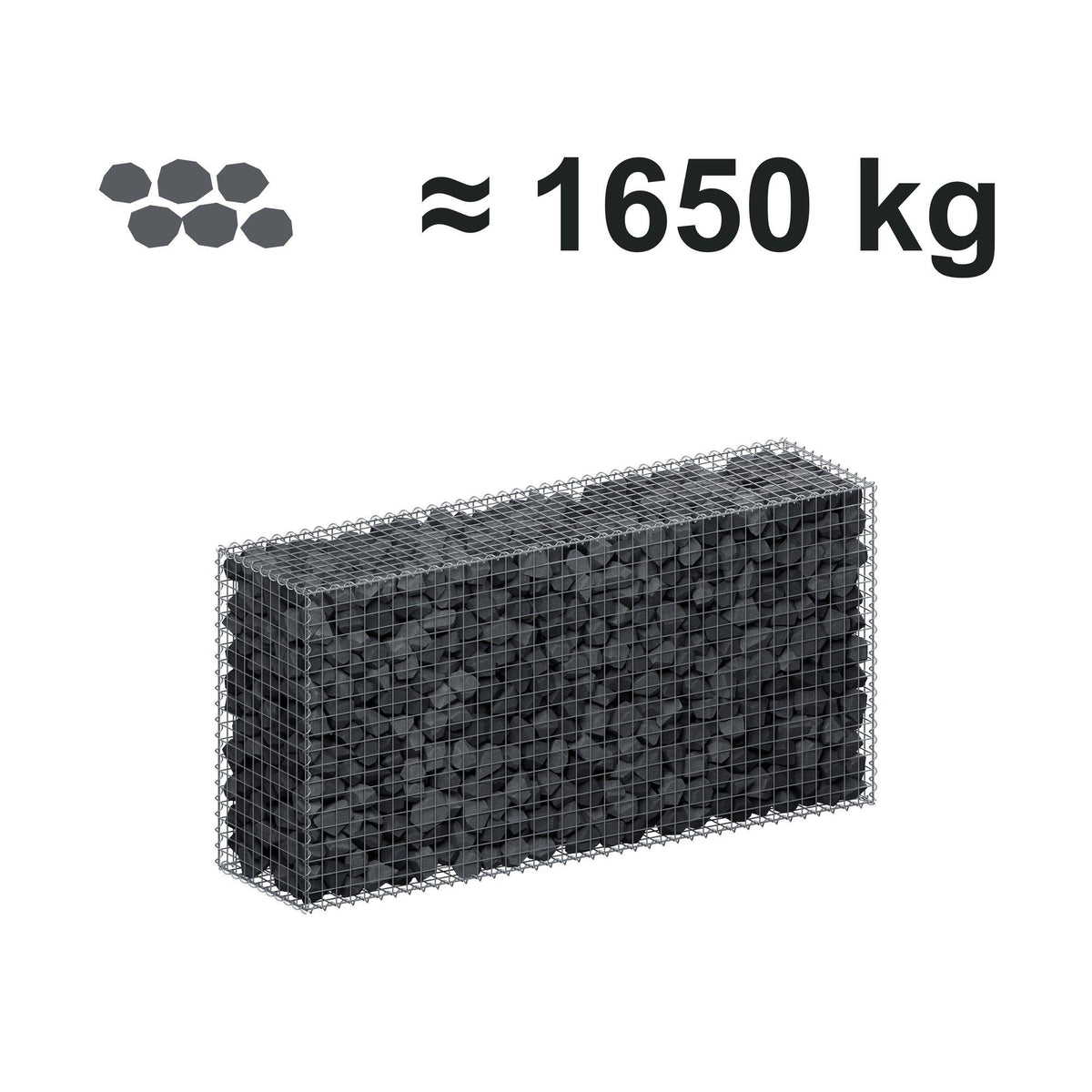 Gabione 200 cm x 100 cm x 50 cm (L x H x T), Maschenweite 5 cm x 5 cm, Spirale