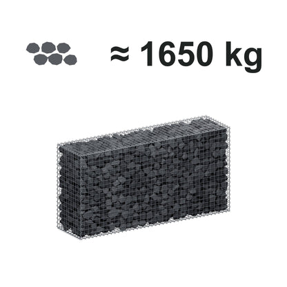Gabione 200 cm x 100 cm x 50 cm (L x H x T), Maschenweite 5 cm x 5 cm, Spirale
