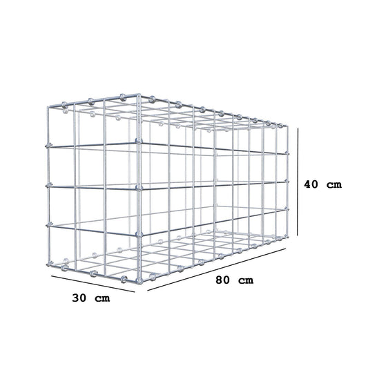 Gabione 80 cm x 40 cm x 30 cm (L x H x T), Maschenweite 10 x 10 cm, Spiralring
