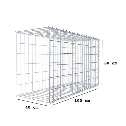 Opvokset gabion type 2 100 cm x 60 cm x 40 cm (L x H x D), maskestørrelse 5 cm x 10 cm, spiral