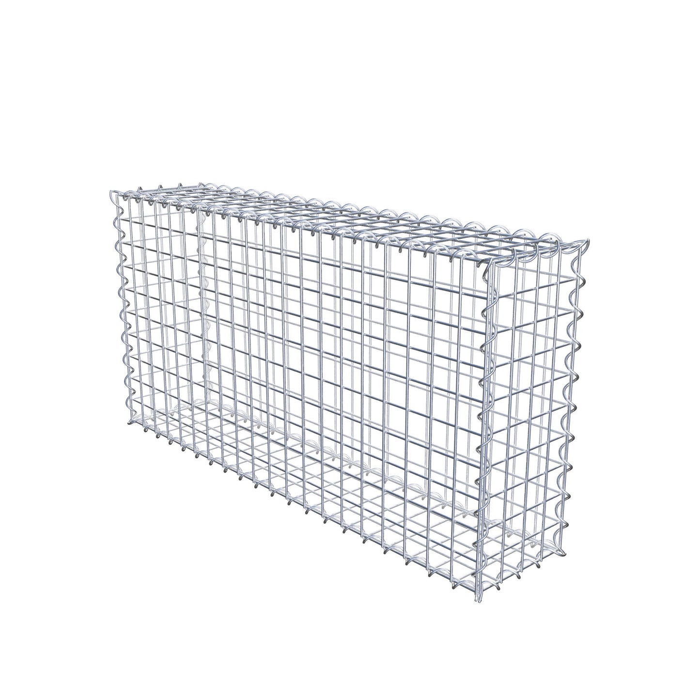 Sats med 2 gabioner 100 cm x 50 cm x 20 cm (L x H x D), maskstorlek 5 x 5 cm, spiral