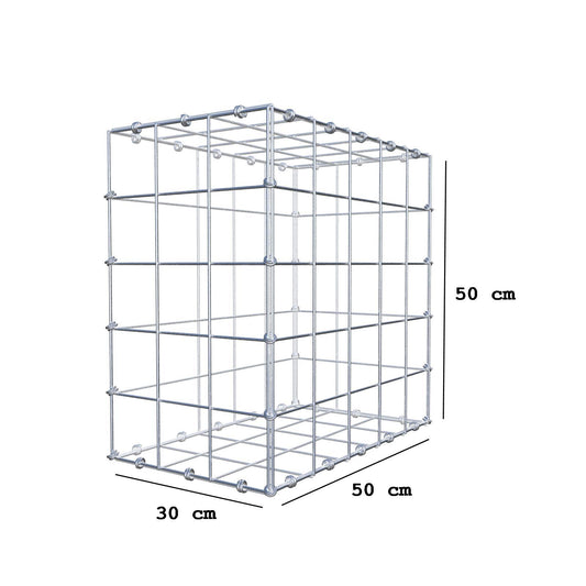 Gabione 50 cm x 50 cm x 30 cm (L x H x T), Maschenweite 10 x 10 cm, Spiralring