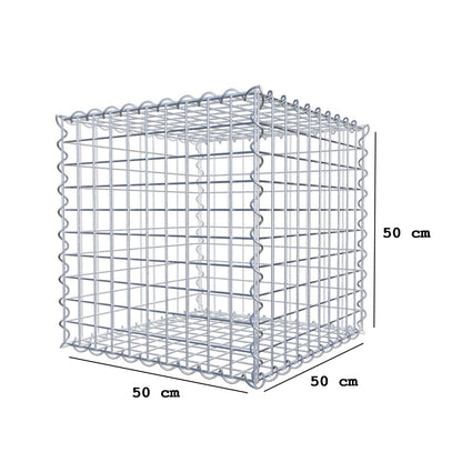 Gabion 50 cm x 50 cm x 50 cm (L x H x D), maskestørrelse 5 cm x 5 cm, spiral