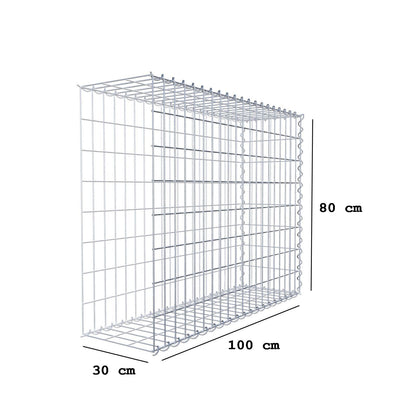 Gabião tipo 2 100 cm x 80 cm x 30 cm (C x A x P), malhagem 5 cm x 10 cm, espiral