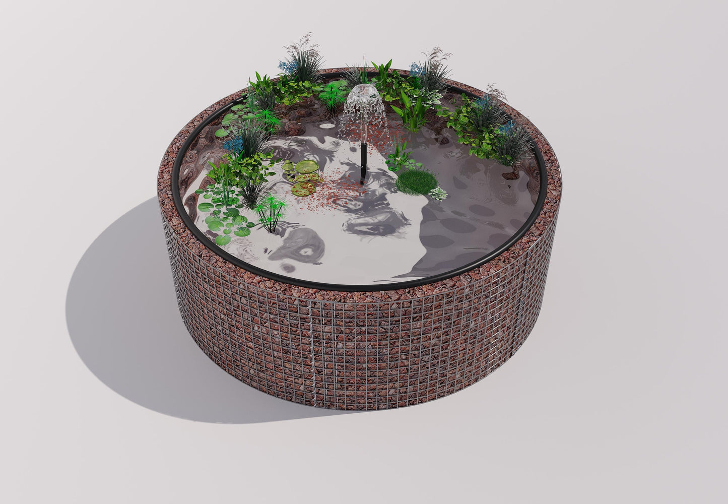 Gabion raised pond round, outer diameter 232 cm, height 80 cm, mesh size 5 x 5 cm, wall thickness 15 cm