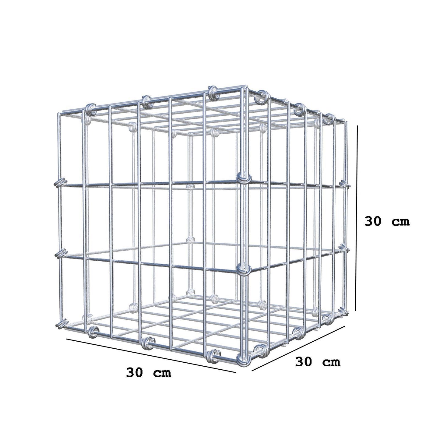 Gabion 30 cm x 30 cm x 30 cm (L x H x D), mesh size 5 x 10 cm, spiral ring