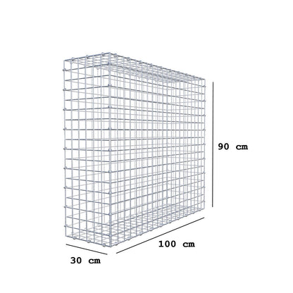 Gabione 100 cm x 90 cm x 30 cm (L x H x T), Maschenweite 5 x 5 cm, Spiralring