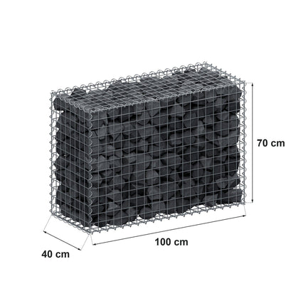 Gabion 100 cm x 70 cm x 40 cm (L x H x P), mailles 5 cm x 5 cm, spirale