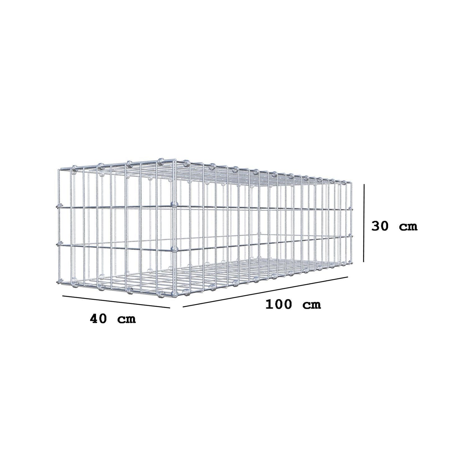 Gabion 100 cm x 30 cm x 40 cm (L x H x D), mesh size 5 x 10 cm, spiral ring