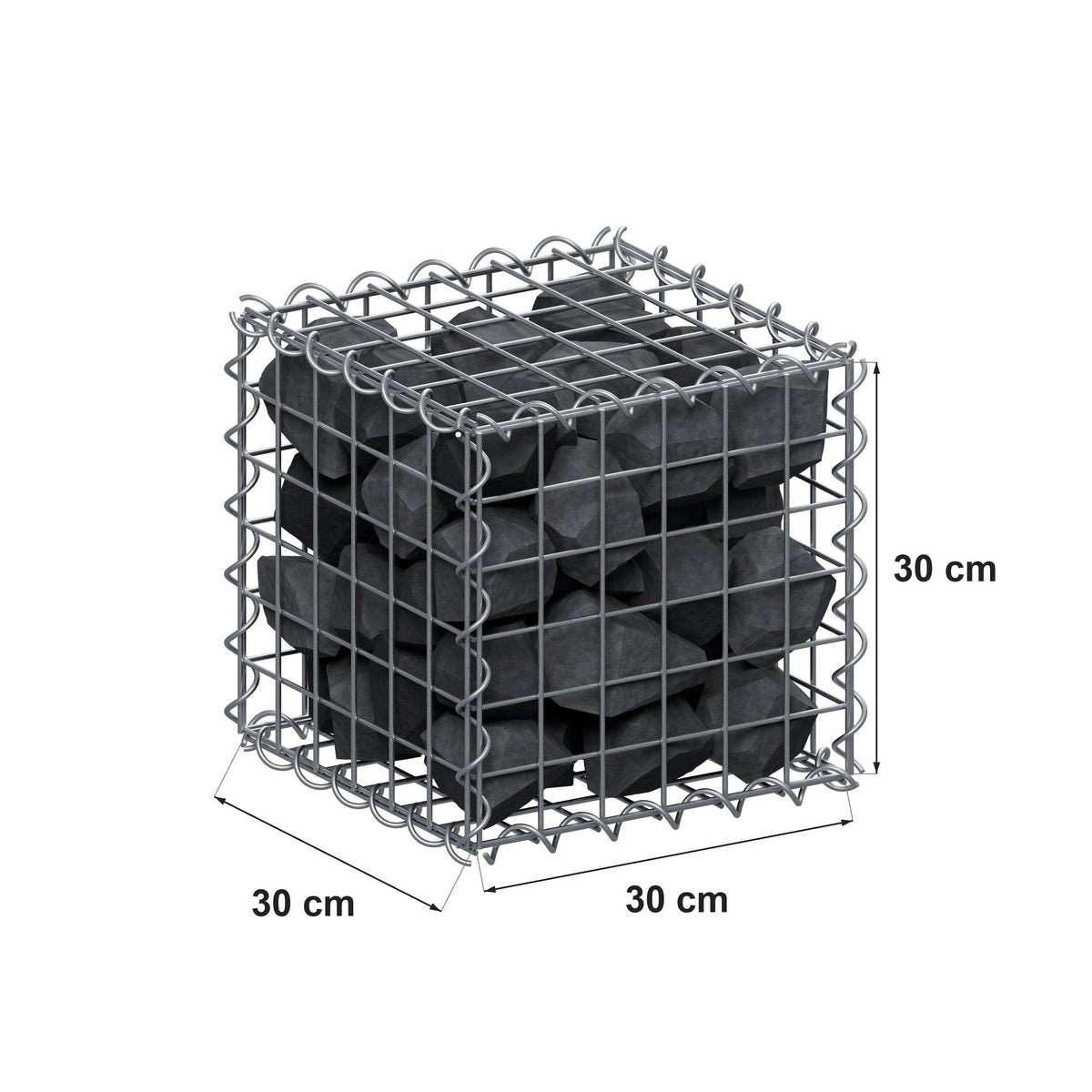 Gabione 30 cm x 30 cm x 30 cm (L x H x T), Maschenweite 5 cm x 5 cm, Spirale