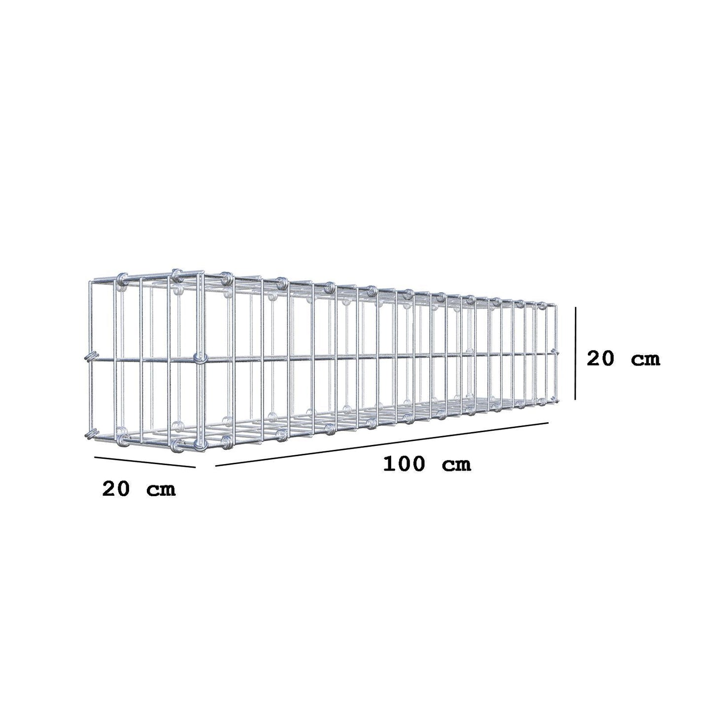 Gabion 100 cm x 20 cm x 20 cm (L x H x D), mesh size 5 x 10 cm, spiral ring