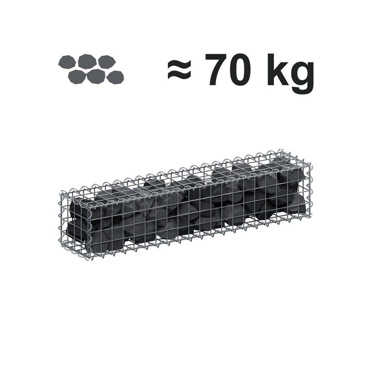 Gabion 100 cm x 20 cm x 20 cm (L x H x D), mesh size 5 cm x 5 cm, spiral