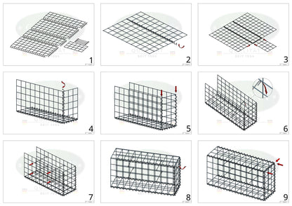Gabião tipo 2 100 cm x 20 cm x 30 cm (C x A x P), malhagem 10 cm x 10 cm, espiral
