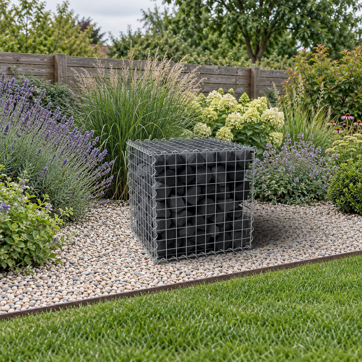 Gabion 50 cm x 50 cm x 50 cm (L x H x D), maskestørrelse 5 cm x 5 cm, spiral