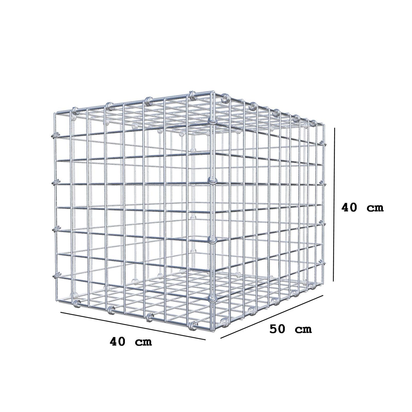 Gabione 50 cm x 40 cm x 40 cm (L x H x T), Maschenweite 5 x 5 cm, Spiralring