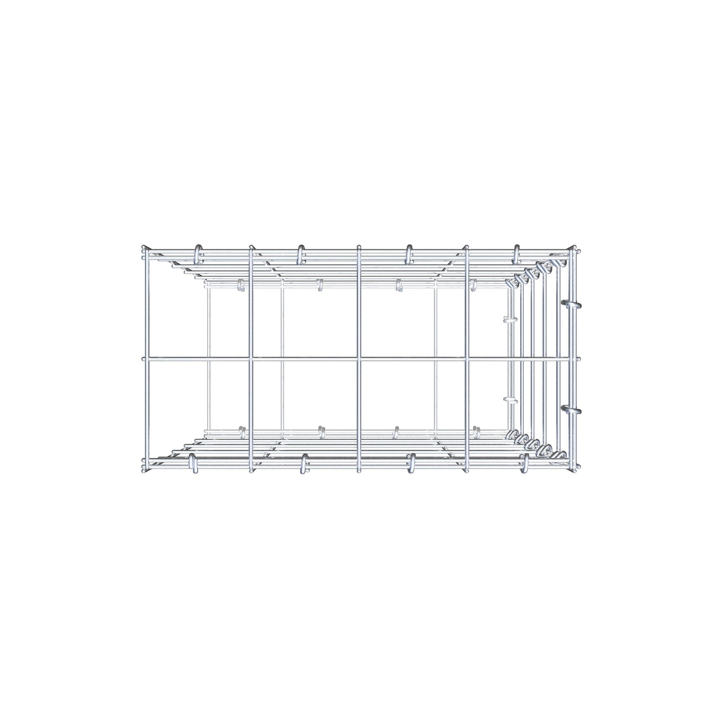 Typ 2 påbyggnadsgabion 50 cm x 40 cm x 20 cm (L x H x D), maskstorlek 10 cm x 10 cm, C-ring