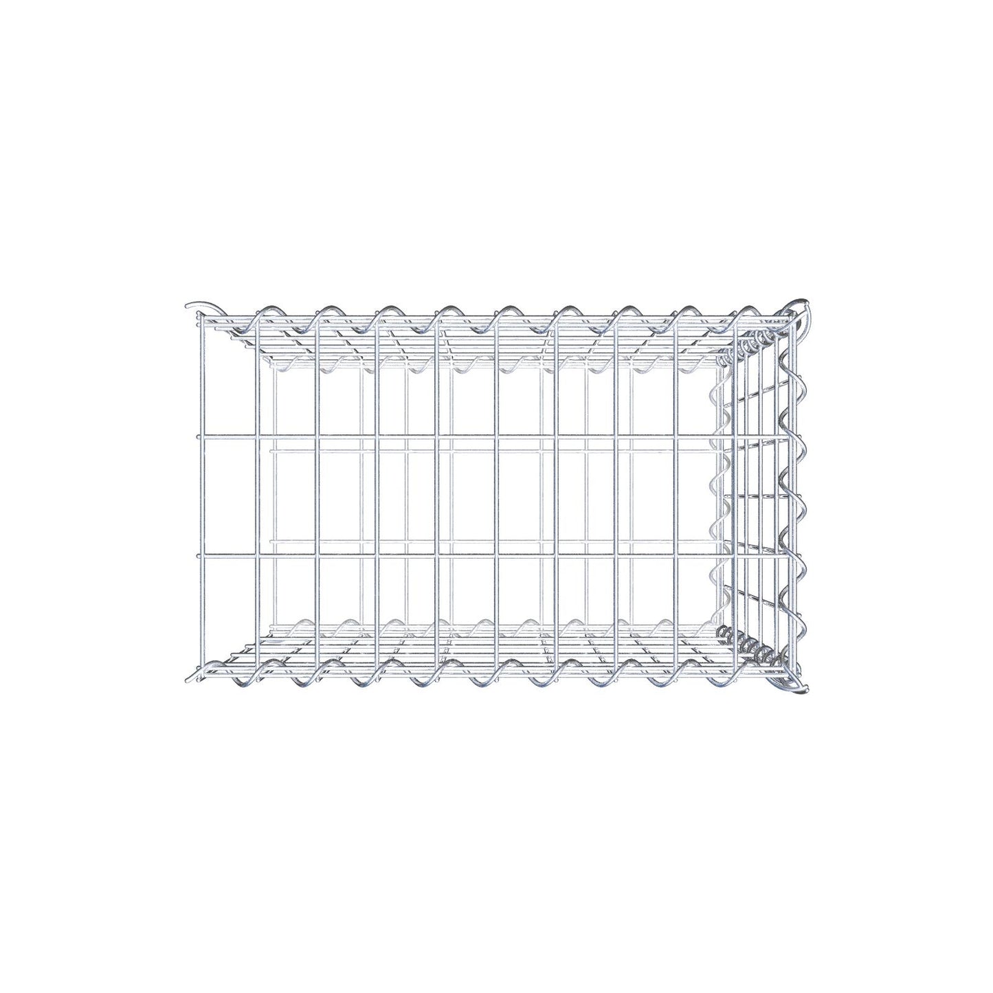 Gavión adulto tipo 2 50 cm x 50 cm x 30 cm (largo x alto x profundidad), tamaño de malla 5 cm x 10 cm, espiral