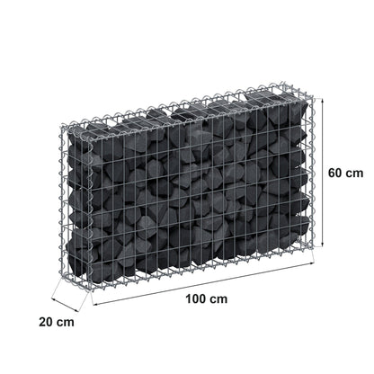 Gabion 100 cm x 60 cm x 20 cm (L x H x P), mailles 5 cm x 10 cm, spirale