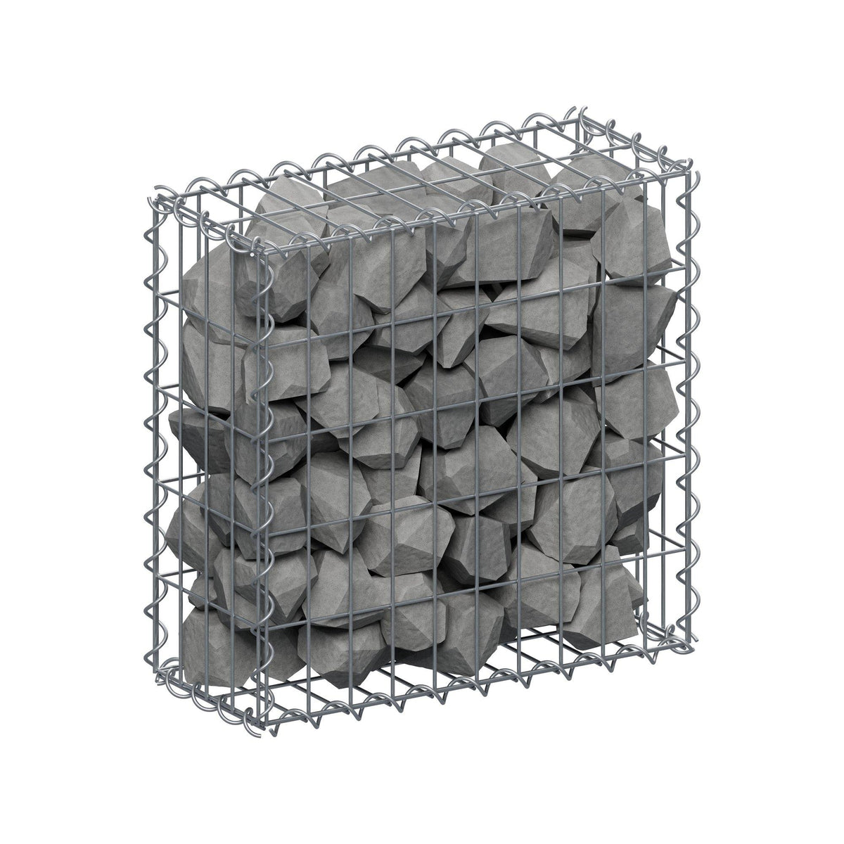 Gabião 50 cm x 50 cm x 20 cm (C x A x P), malhagem 5 cm x 10 cm, espiral