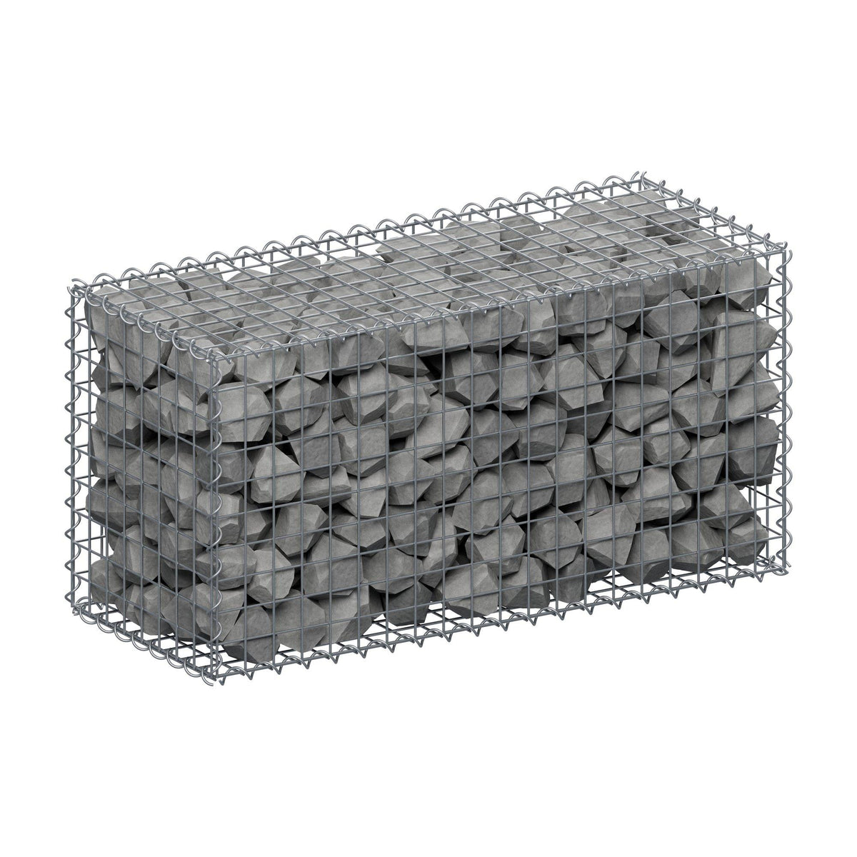 Gabião 100 cm x 50 cm x 40 cm (C x A x P), malhagem 5 cm x 5 cm, espiral