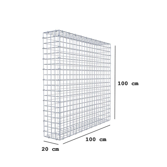 Gabion 100 cm x 100 cm x 20 cm (L x H x D), maskestørrelse 5 x 5 cm, spiralring