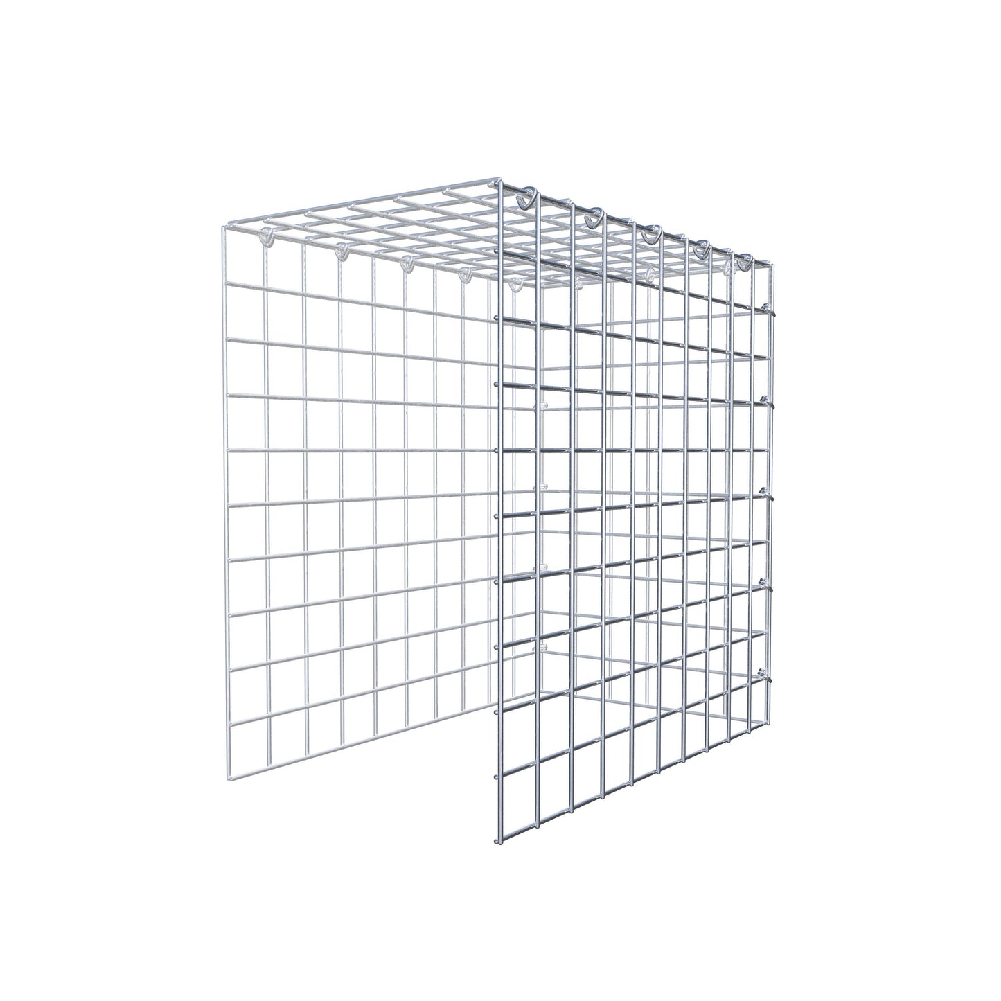 Opbouw schanskorf type 4 50 cm x 50 cm x 30 cm (L x H x D), maaswijdte 5 cm x 5 cm, C-ring