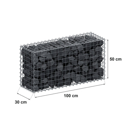 Gabion 100 cm x 50 cm x 30 cm (L x H x P), mailles 5 cm x 5 cm, spirale