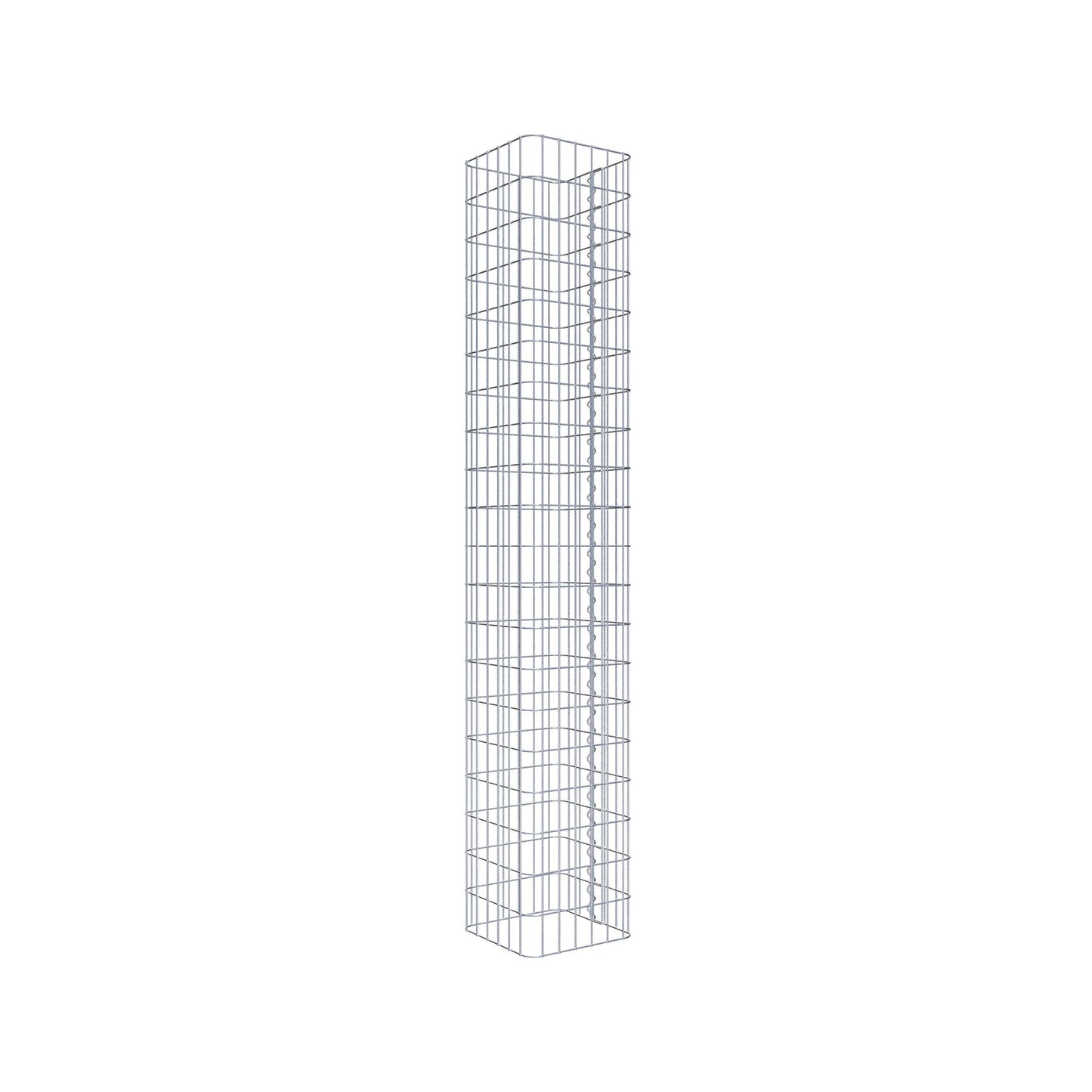Rektangulär varmförzinkad gabionpelare, 32 cm x 32 cm, 200 cm hög, MW 5 x 10 cm