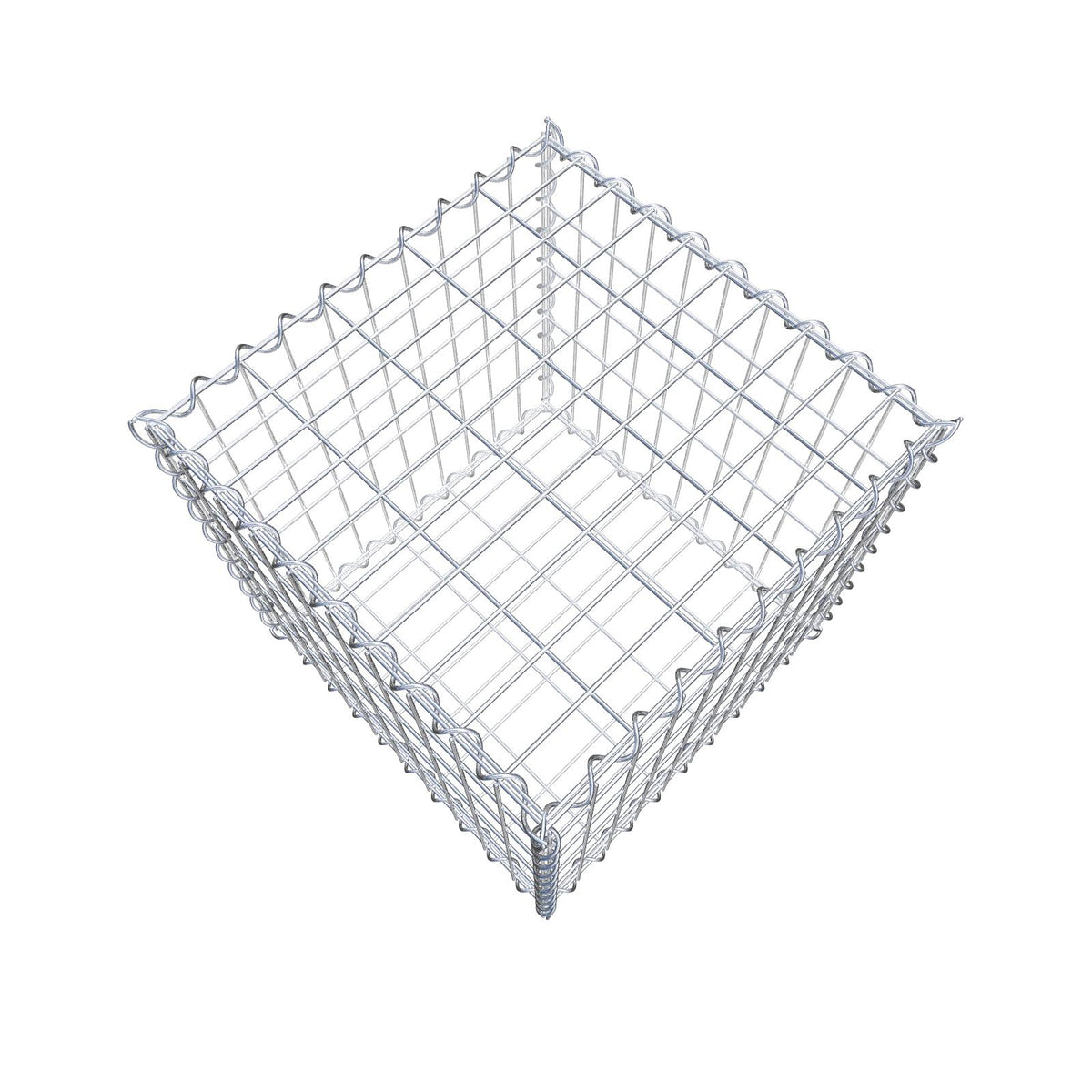 Gabião 50 cm x 50 cm x 50 cm (C x A x P), malhagem 5 cm x 10 cm, espiral