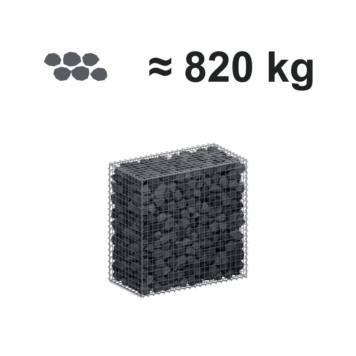 Schanskorf 100 cm x 100 cm x 50 cm (L x H x D), maaswijdte 5 cm x 5 cm, spiraalvormig